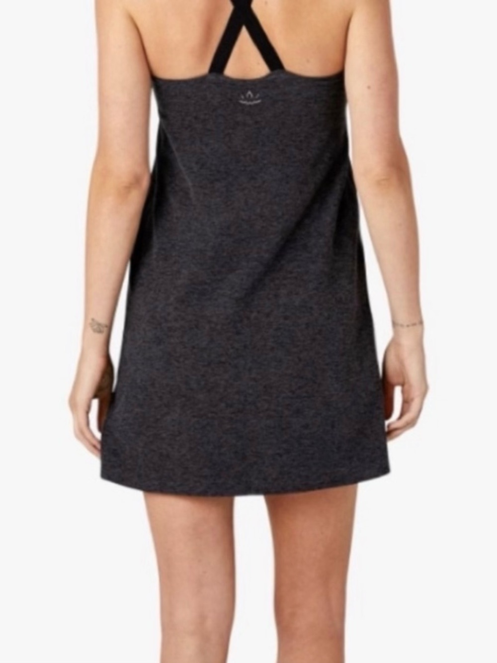 Beyond Yoga Heather Charcoal Crossback Mini Dress